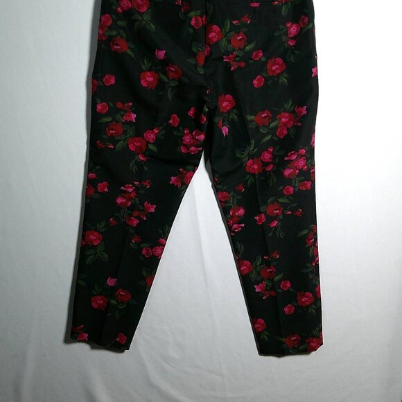 Talbots Heritage Black Red Floral Pants Women's Size 12 Silk blend - Picture 3 of 7